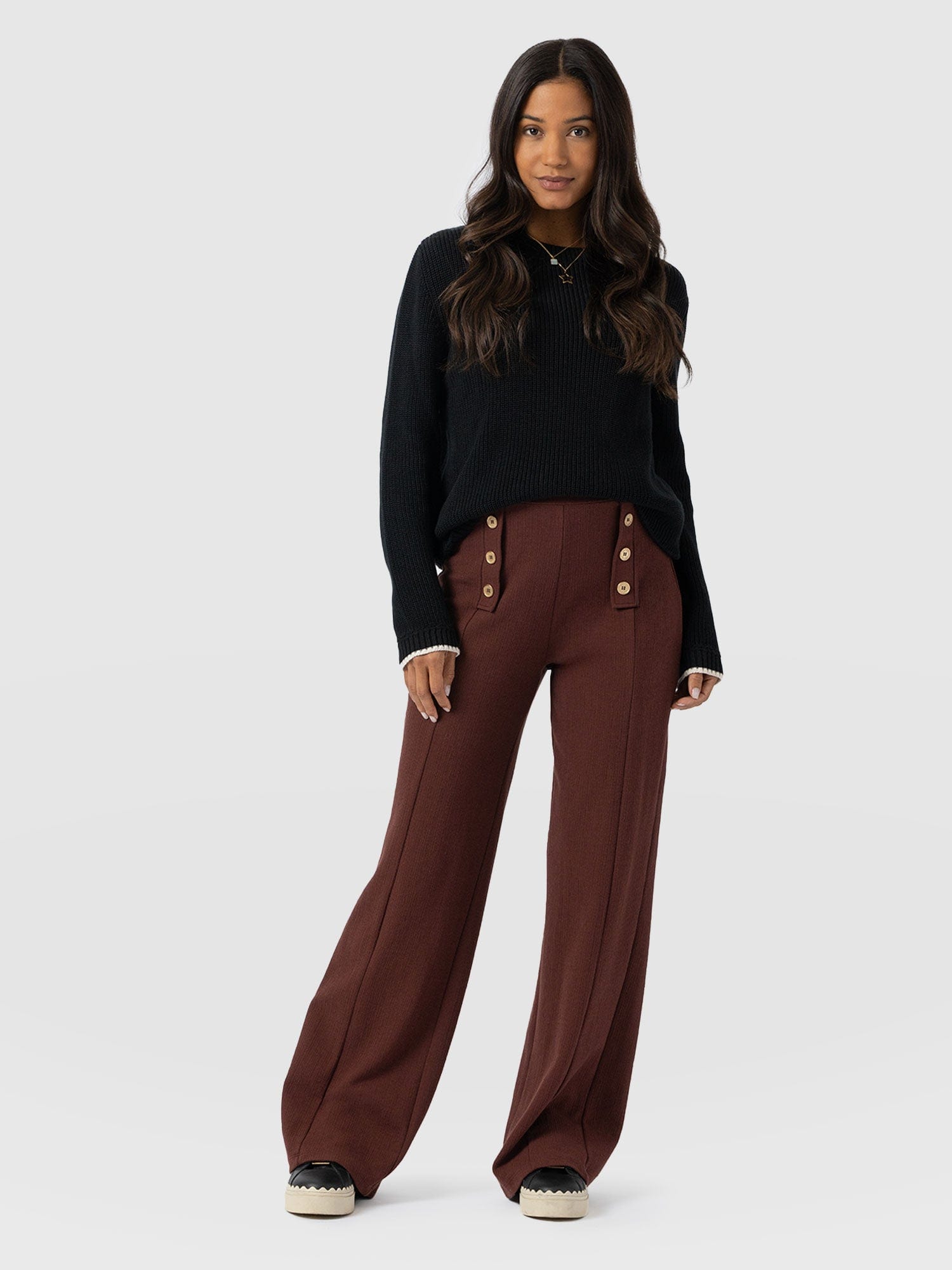 Chelsea Pant - Maroon Textured - Women's Trousers | Saint + Sofia® EU