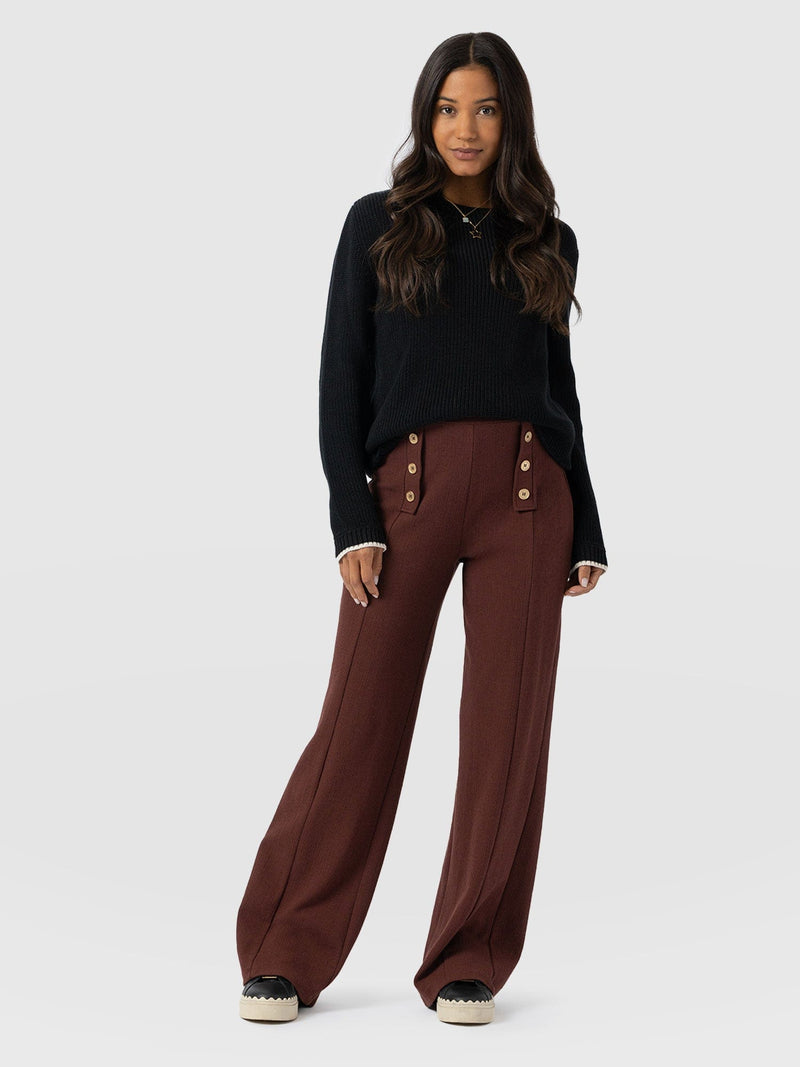 Chelsea Pant - Maroon Textured - Women's Trousers | Saint + Sofia® EU