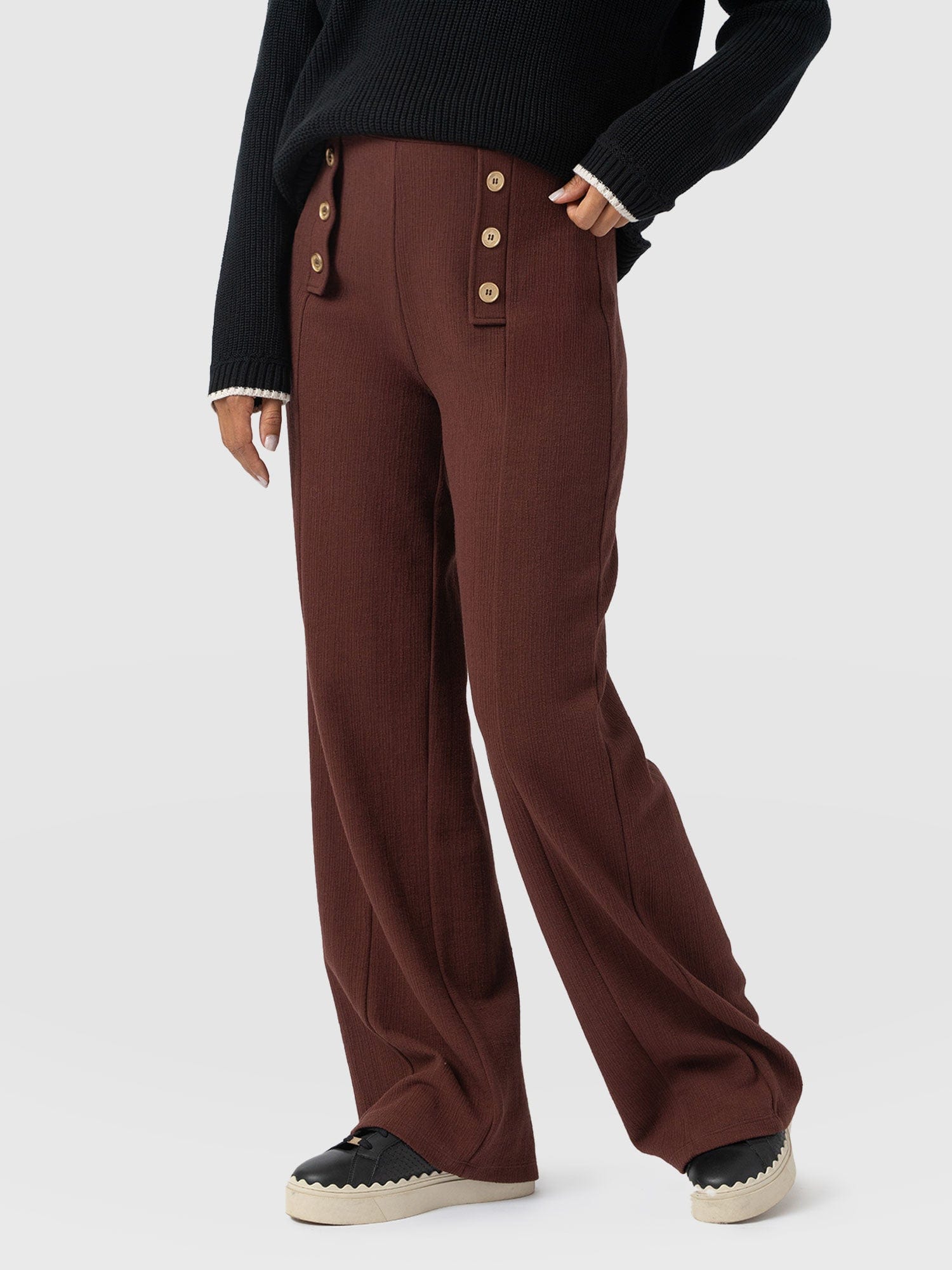 Chelsea Pant - Maroon Textured - Women's Trousers | Saint + Sofia® EU