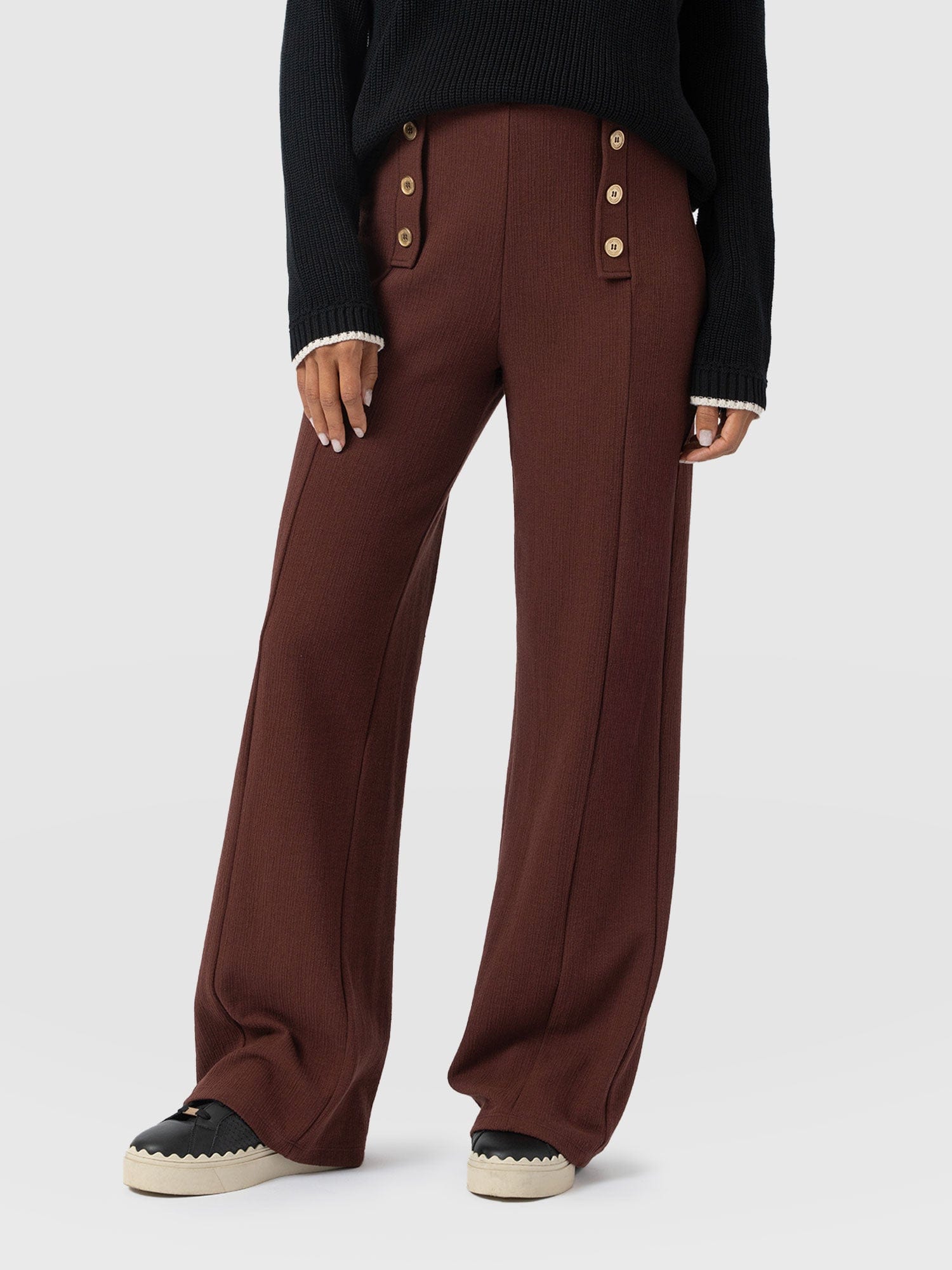 Chelsea Pant - Maroon Textured - Women's Trousers | Saint + Sofia® EU