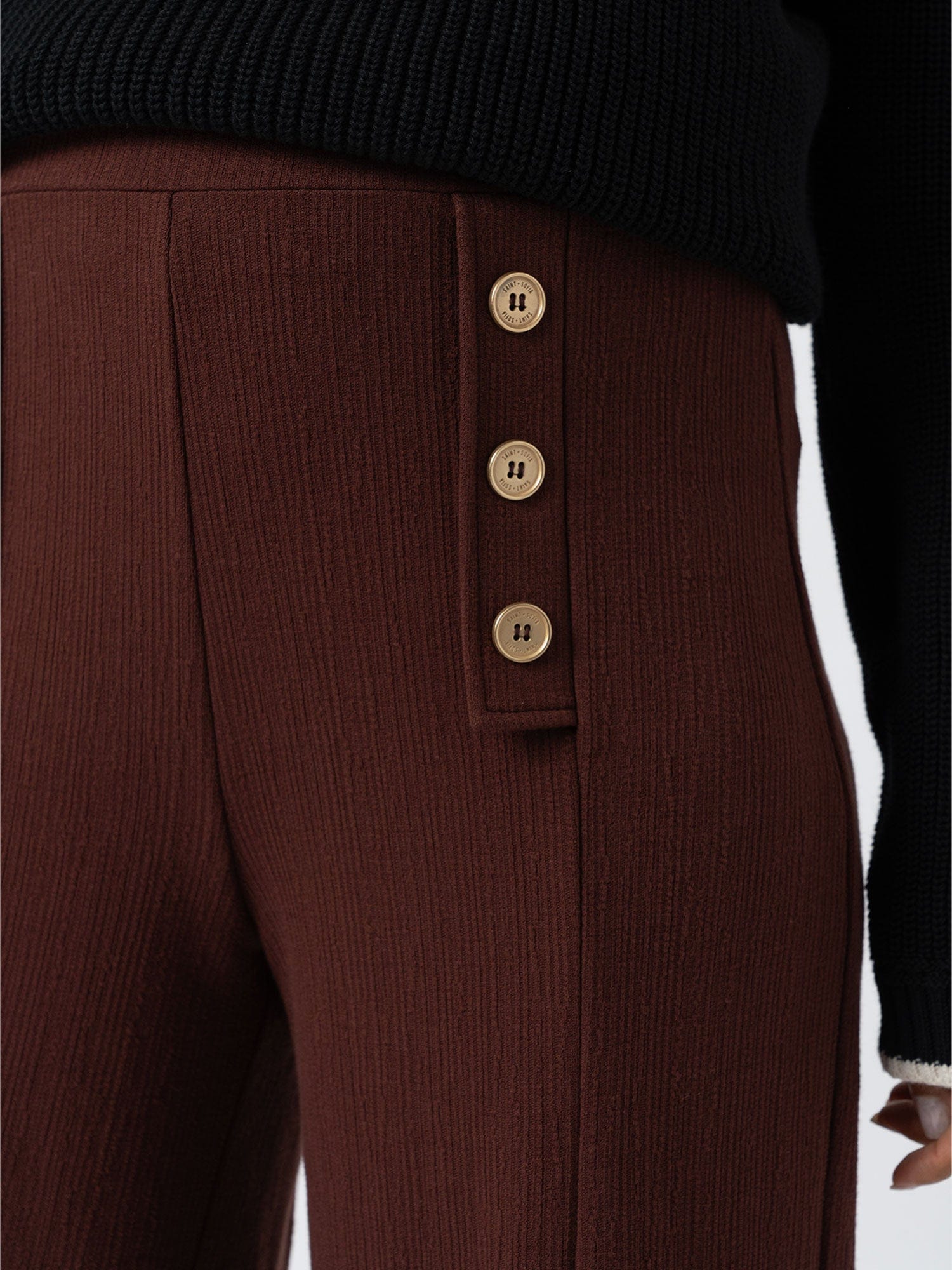 Chelsea Pant - Maroon Textured - Women's Trousers | Saint + Sofia® EU