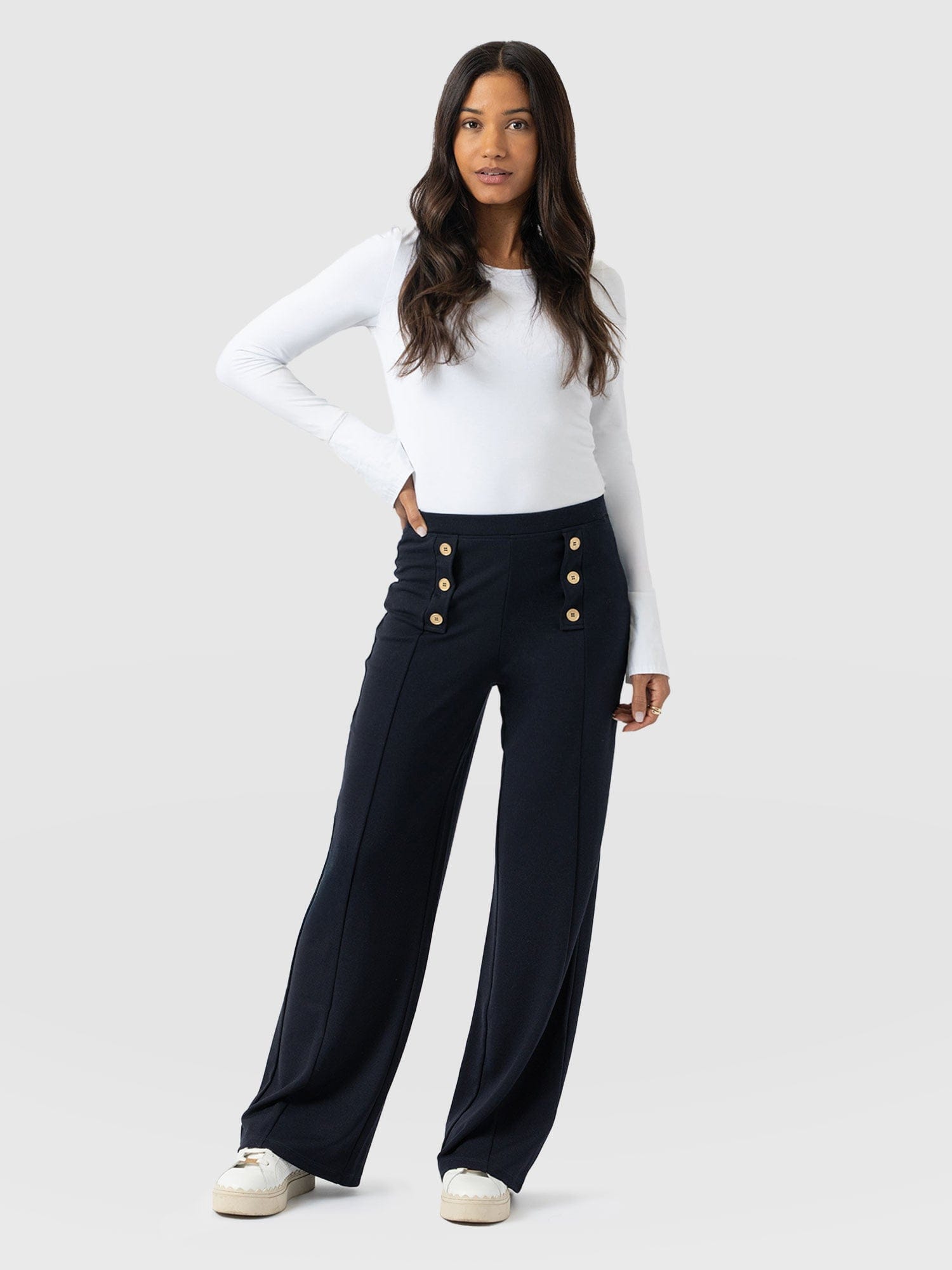 Chelsea Pant Navy Jersey - Women's Trousers | Saint + Sofia® EU