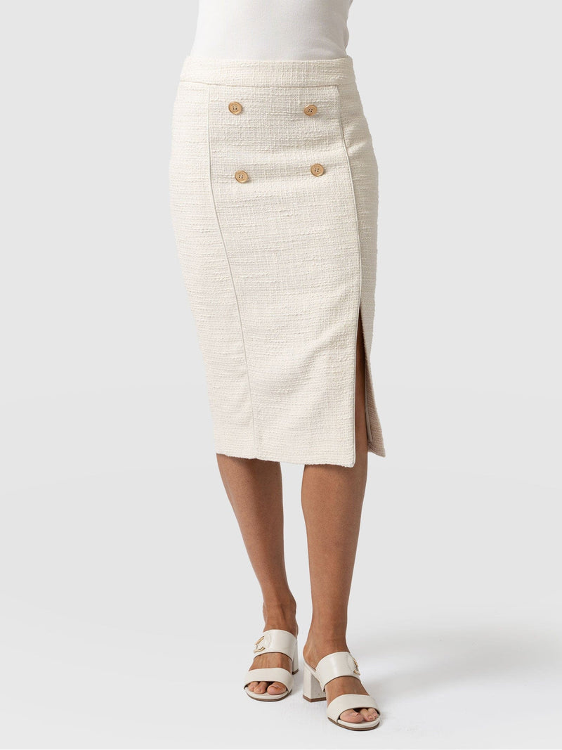 Chelsea Pencil Skirt Cream Bouclé - Women's Skirts | Saint + Sofia® EU