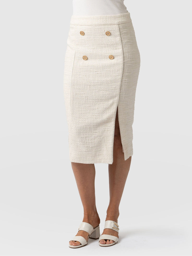 Chelsea Pencil Skirt Cream Bouclé - Women's Skirts | Saint + Sofia® EU