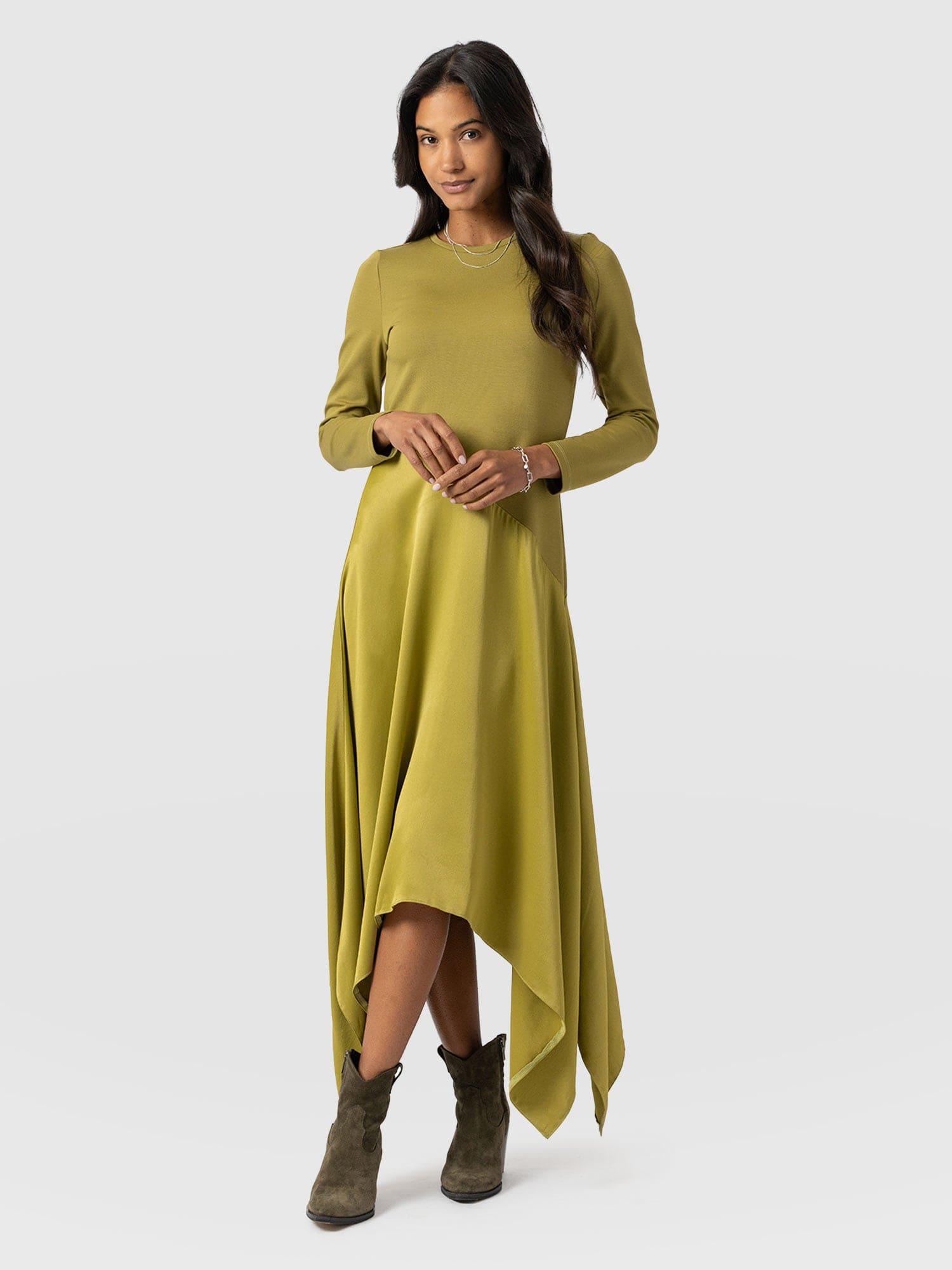 Cleo Asymmetric Dress Olive - Women's Dresses | Saint + Sofia® EU