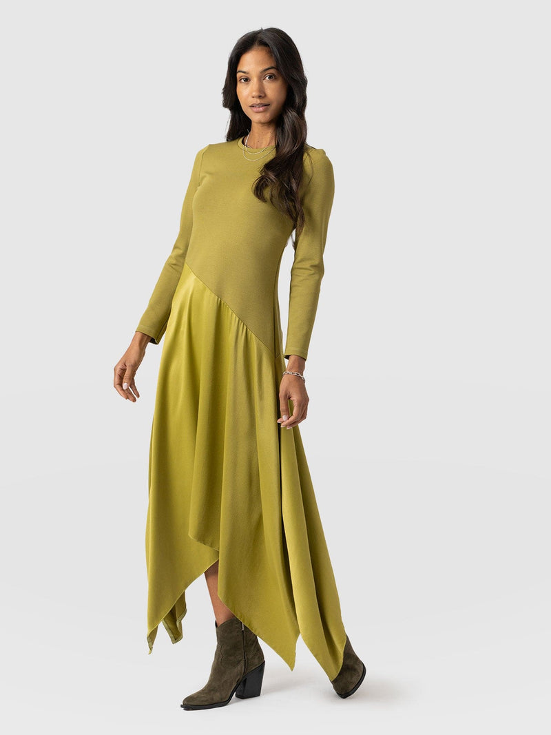 Cleo Asymmetric Dress Olive - Women's Dresses | Saint + Sofia® EU