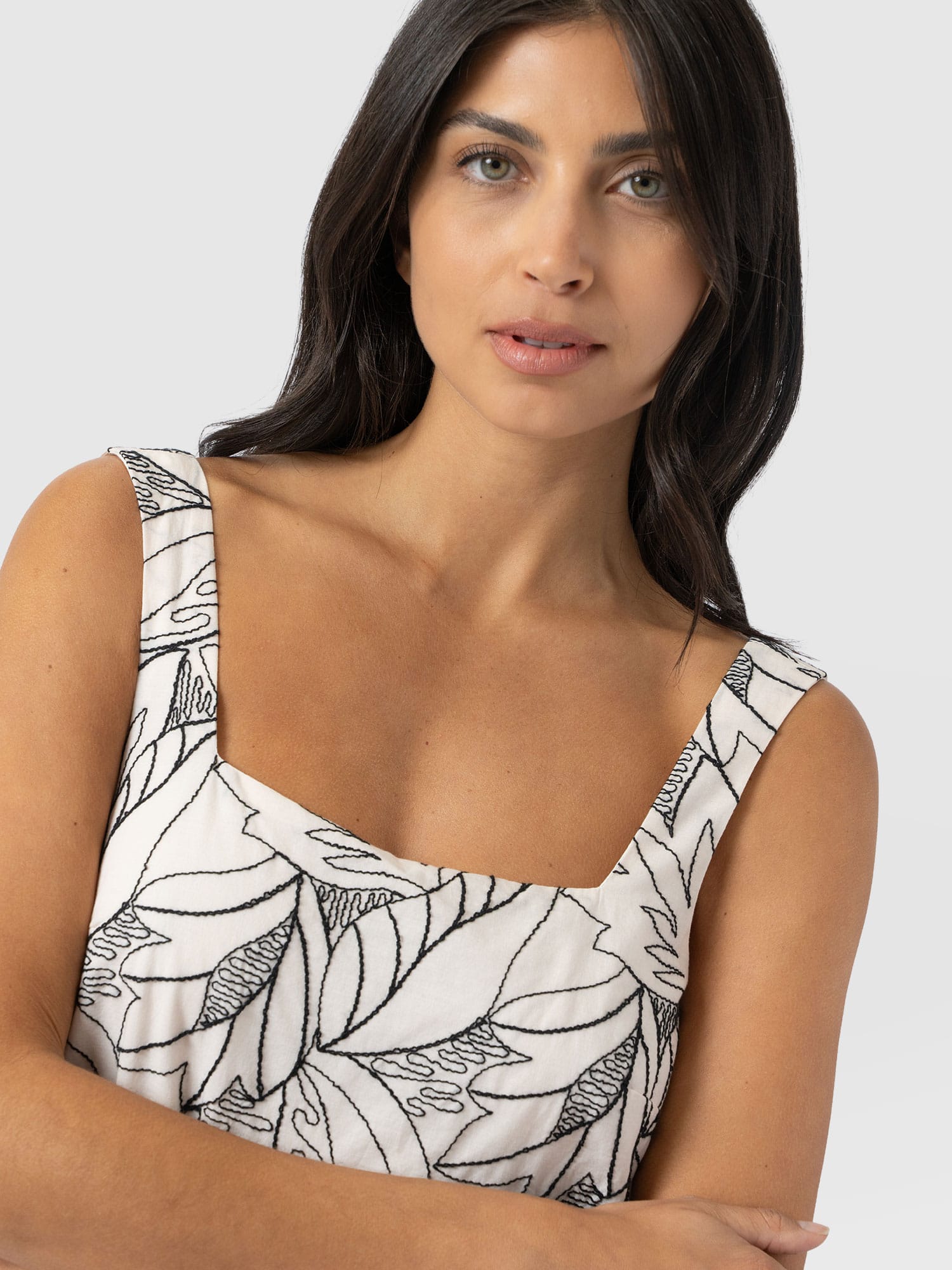 Corinne Cami Dress - Cream Embroidered - Women's Dresses | Saint + Sofia® EU