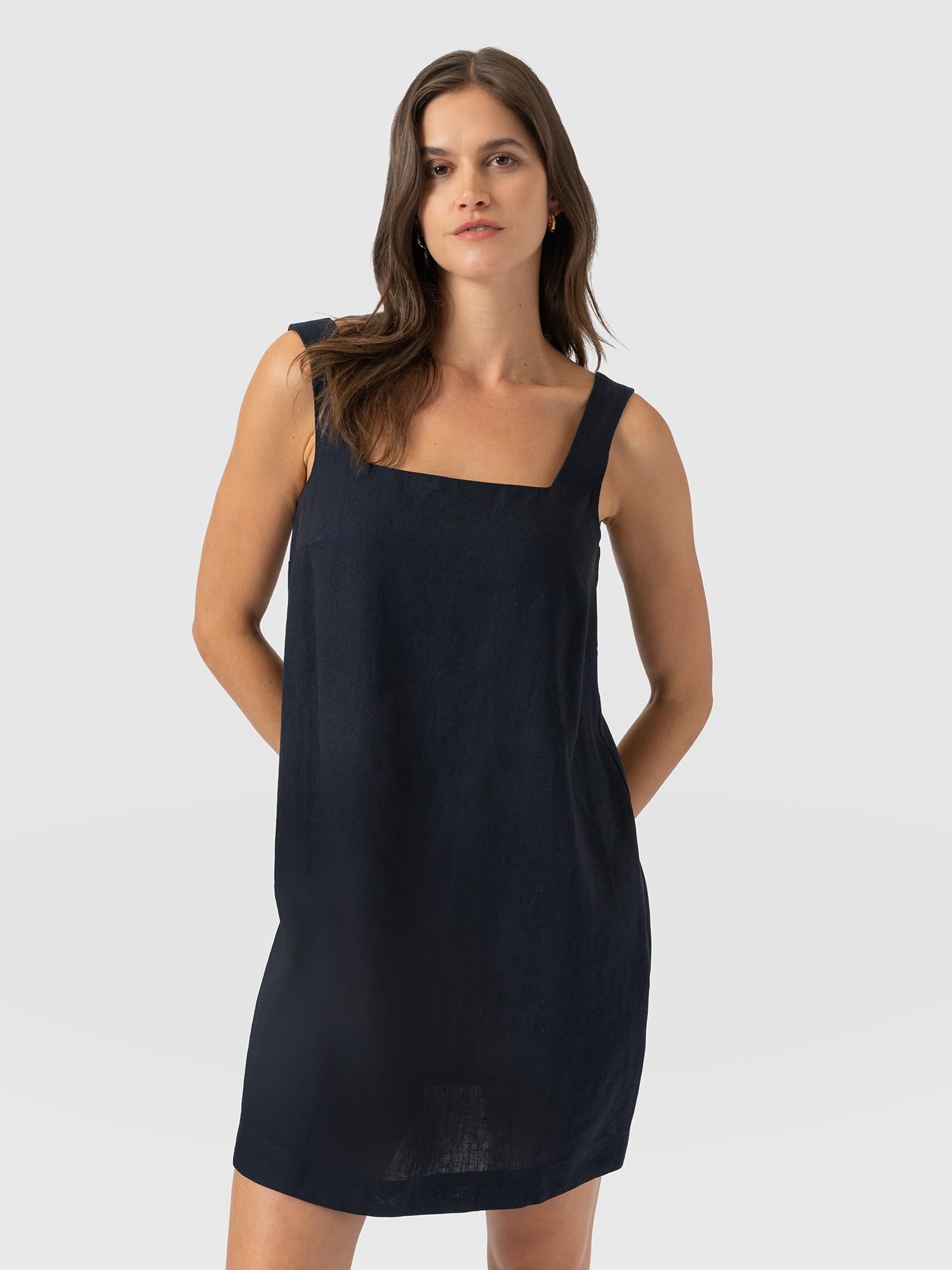 Corinne Linen Cami Dress - Navy - Women's Dresses | Saint and Sofia® EU