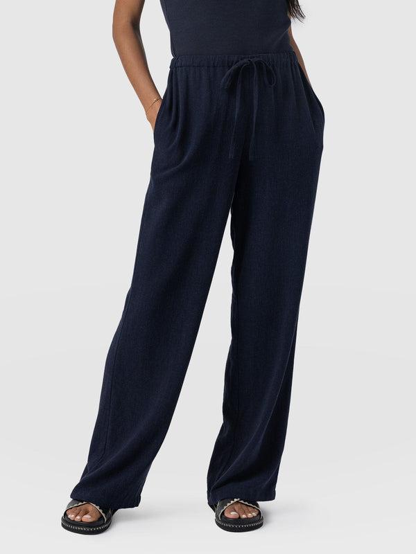 Corinne Linen Pant - Navy - Women's Trousers | Saint + Sofia® EU