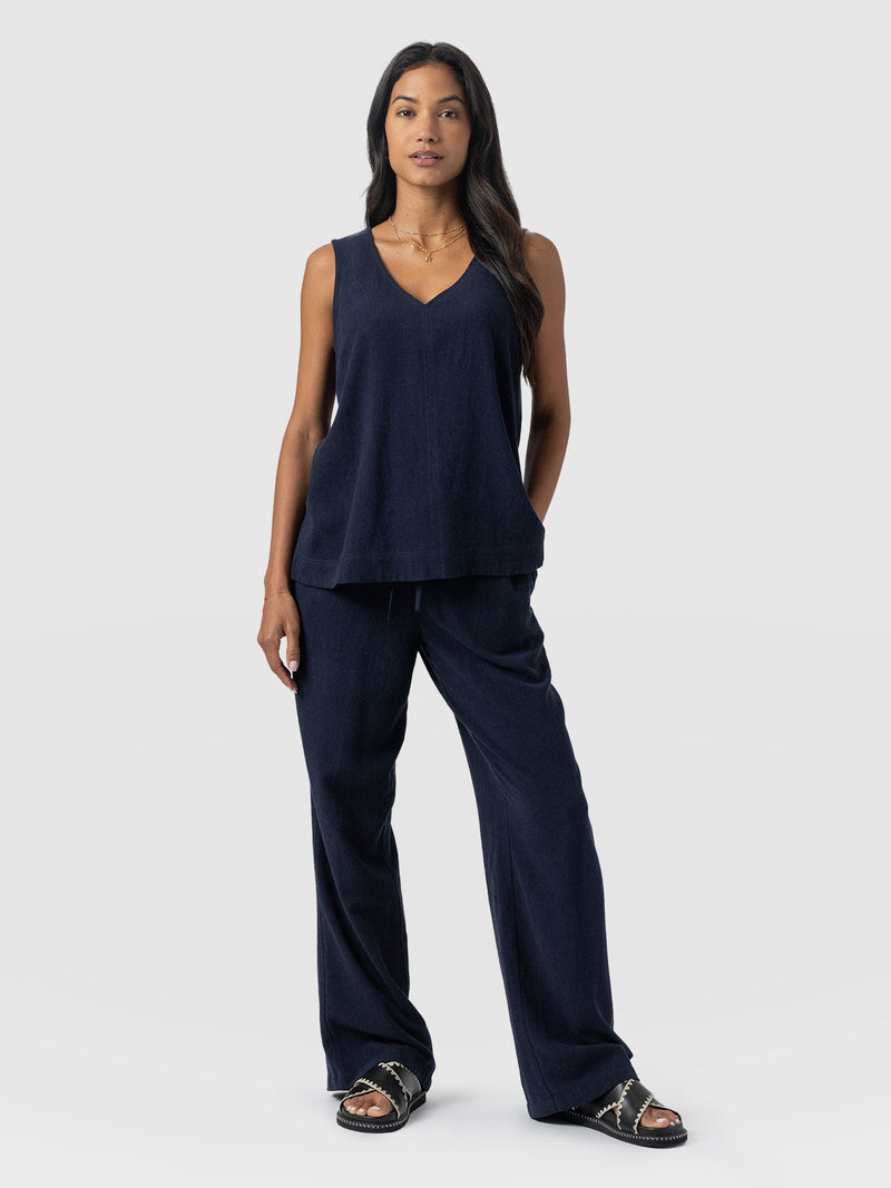 Corinne Linen Pant - Navy - Women's Trousers | Saint + Sofia® EU