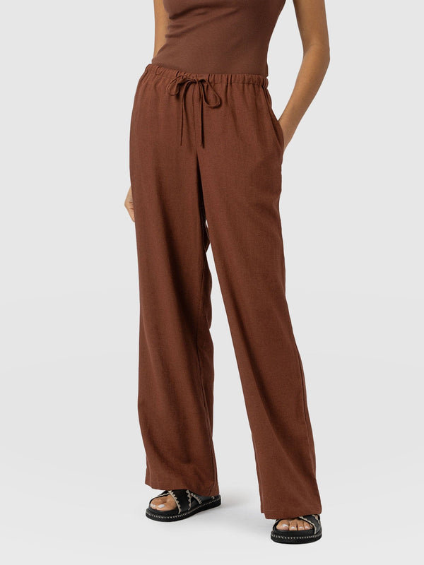 Corinne Linen Pant - Russet Brown - Women's Trousers | Saint + Sofia® EU