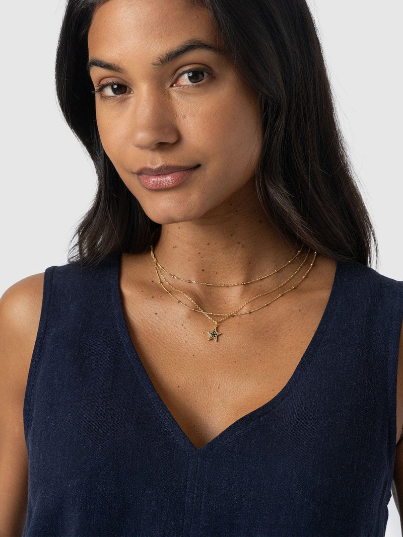 Corinne Linen V Neck Tunic - Navy - Women's T-shirts | Saint + Sofia® EU