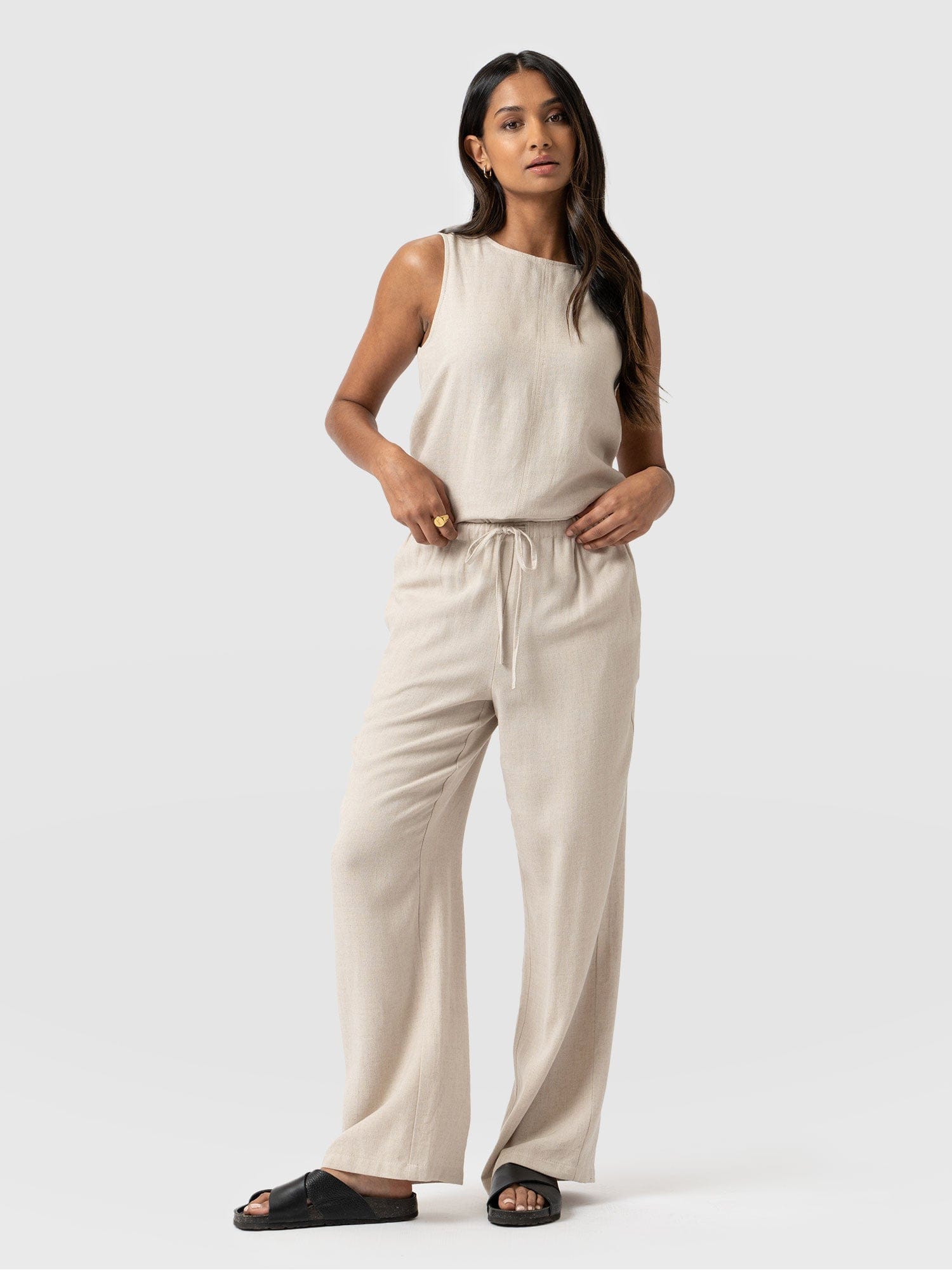 Corinne Pant Oatmeal - Women's Culottes | Saint and Sofia® EU