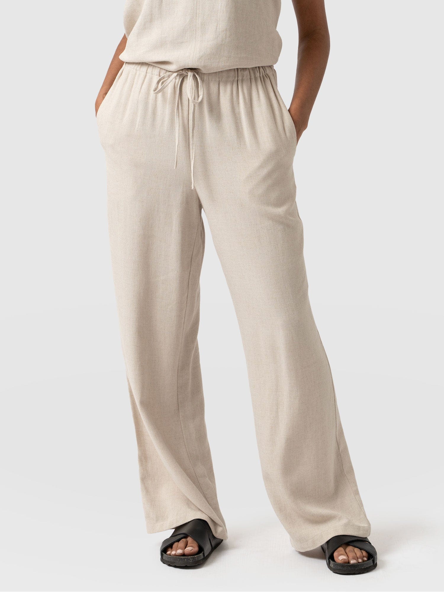 Corinne Pant Oatmeal - Women's Culottes | Saint and Sofia® EU
