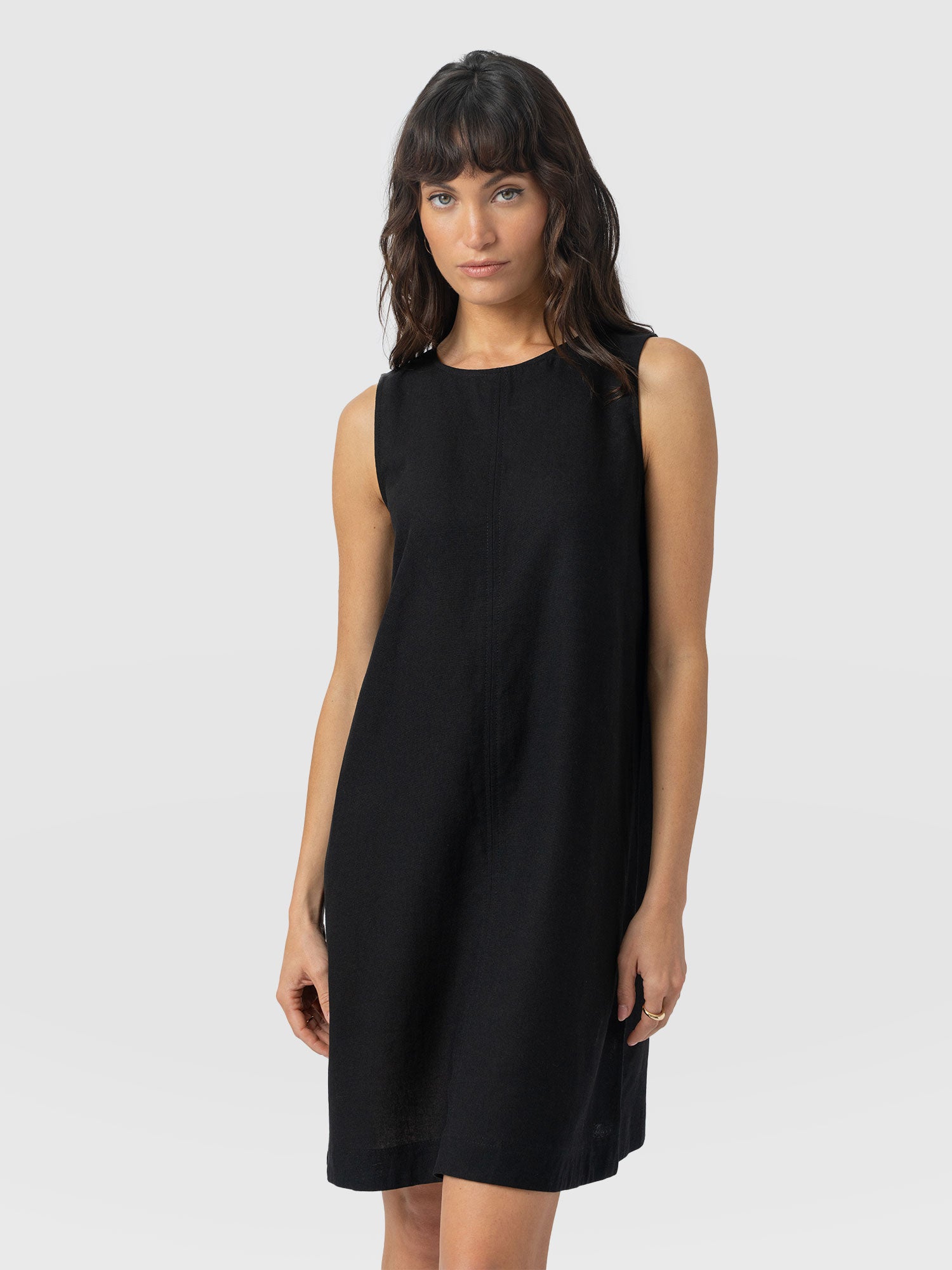 Corinne Linen Shift Dress - Black - Women's Dresses | Saint and Sofia® EU