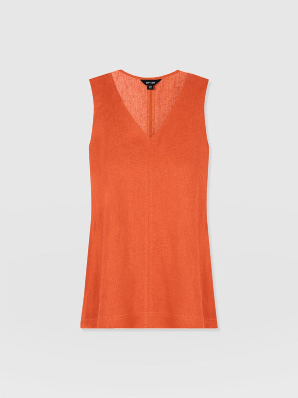 Corinne V Neck Tunic - Burnt Orange - Women's T-shirts | Saint + Sofia® EU