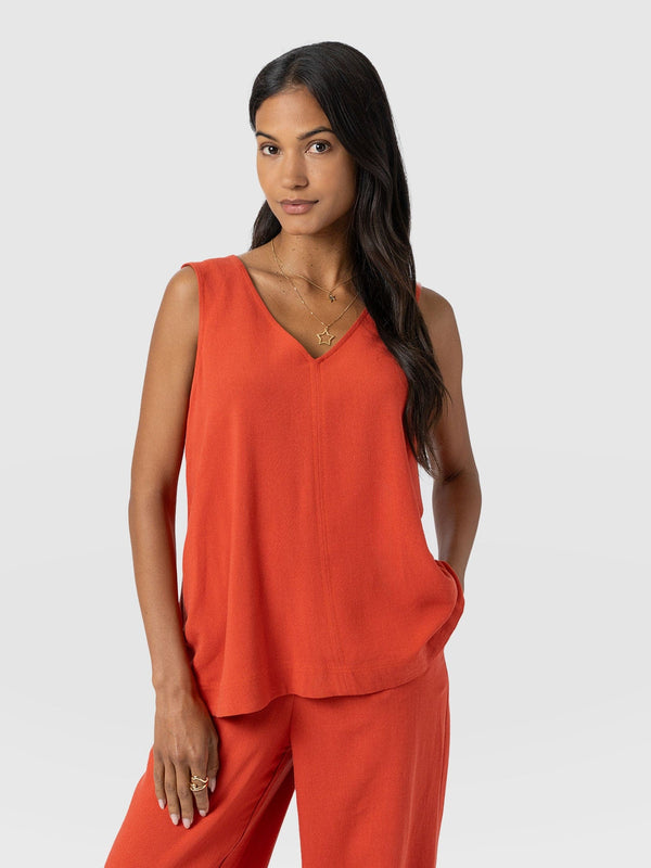 Corinne V Neck Tunic - Burnt Orange - Women's T-shirts | Saint + Sofia® EU