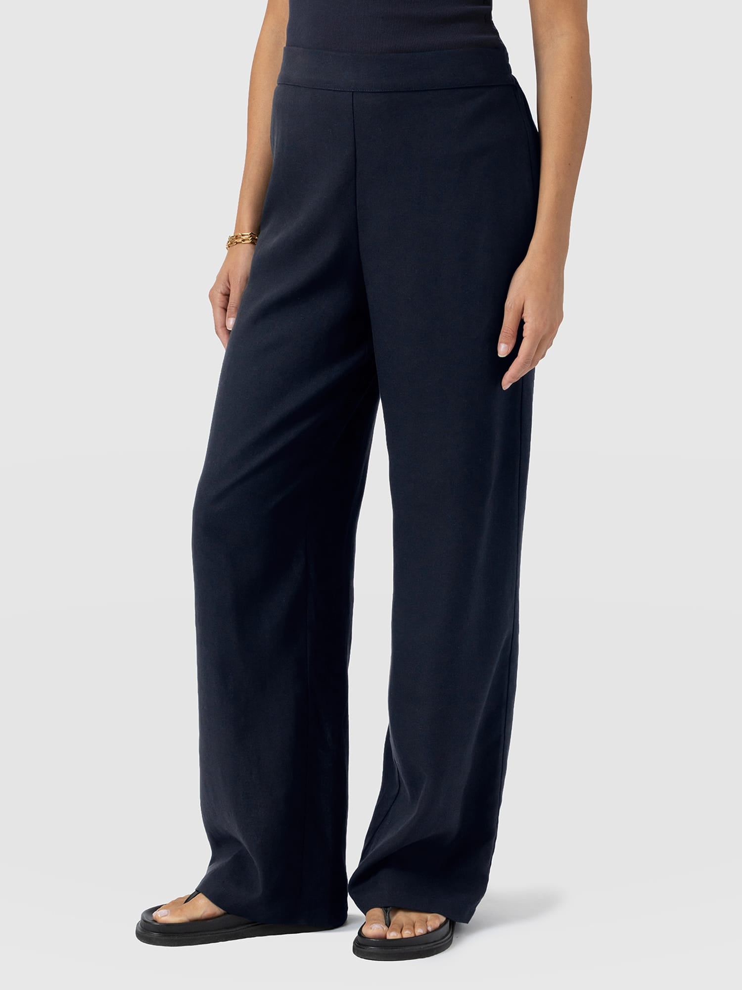 Corinne Wide Leg Linen Pant - Navy - Women's Trousers | Saint + Sofia® EU