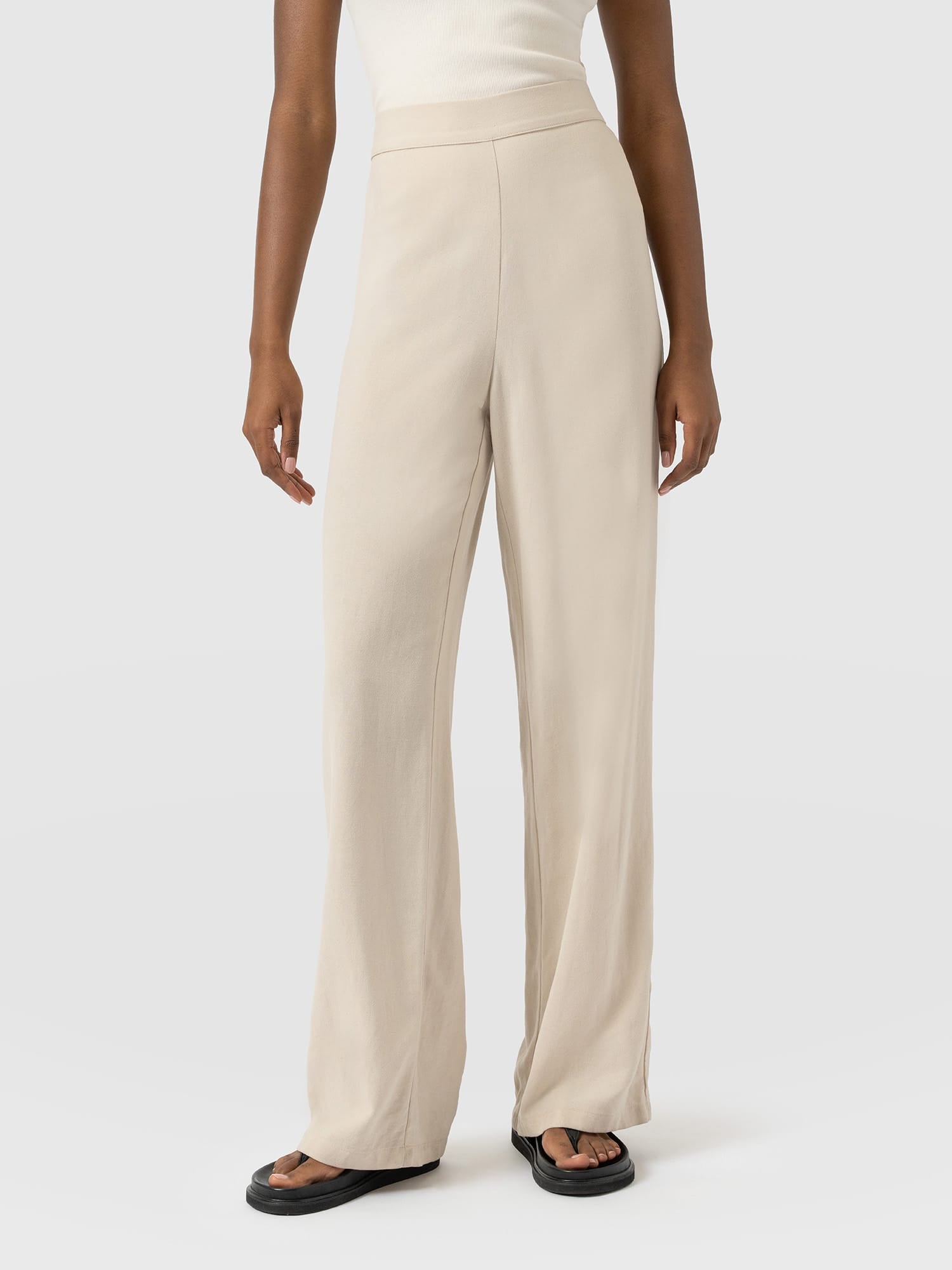 Corinne Wide Leg Linen Pant - Oatmeal - Women's Trousers | Saint and Sofia® EU