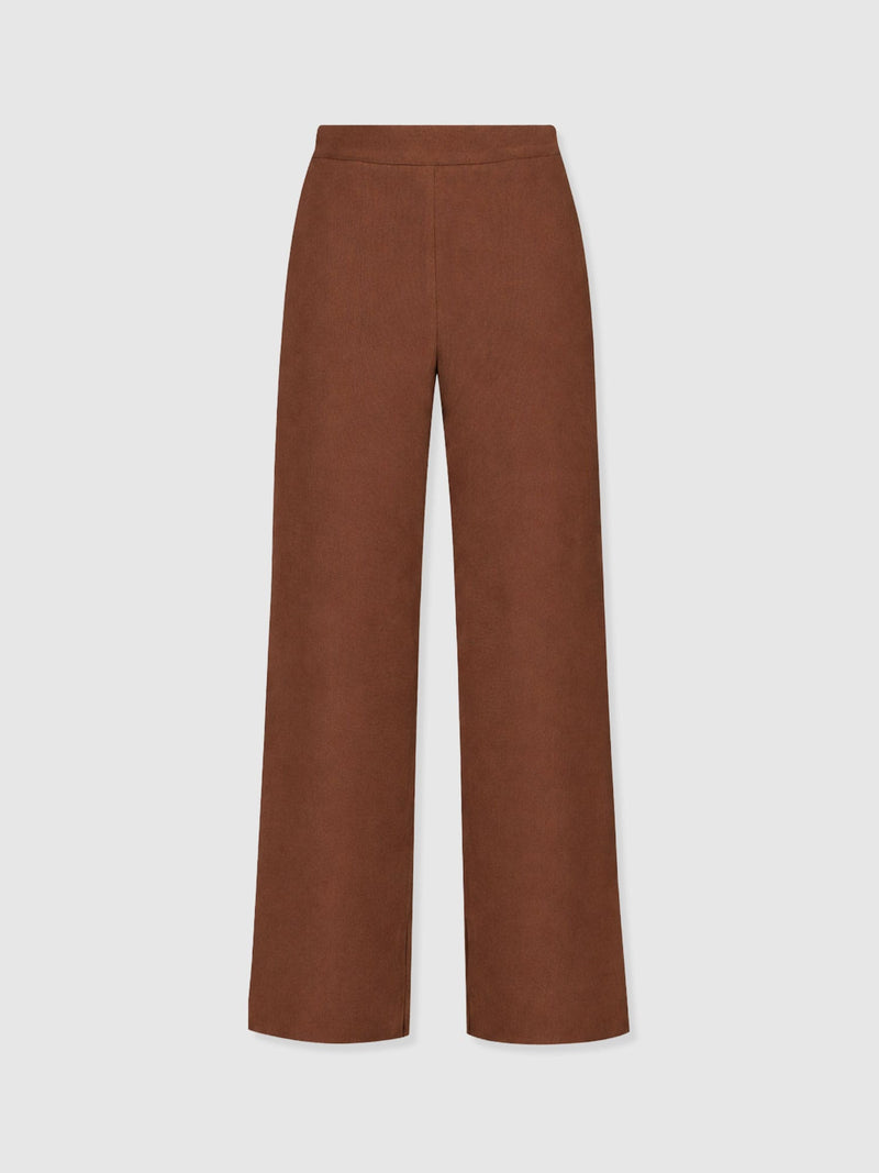 Corinne Wide Leg Linen Pant - Russet Brown - Women's Trousers | Saint + Sofia® EU