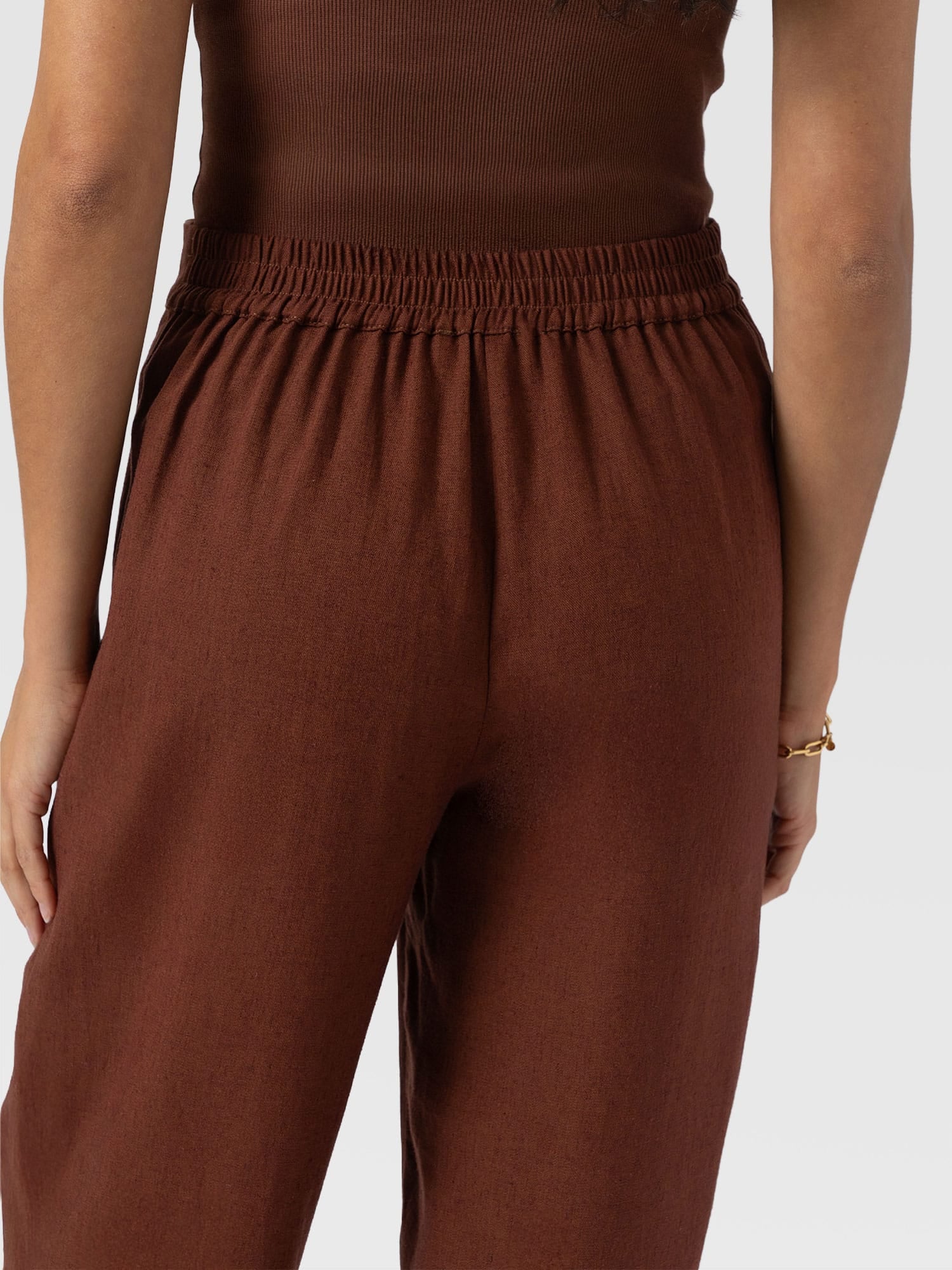 Corinne Wide Leg Linen Pant - Russet Brown - Women's Trousers | Saint + Sofia® EU
