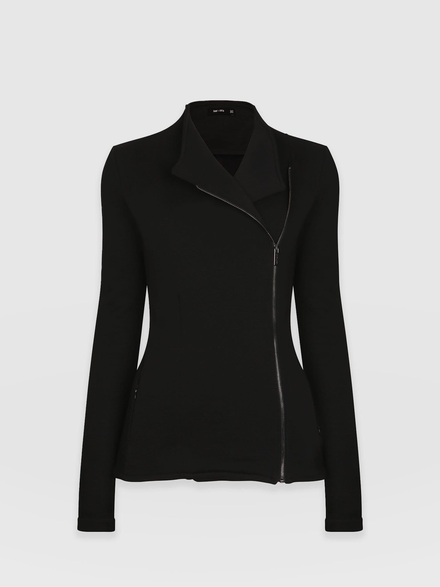 Cotton Biker Jacket Black - Women's Jackets | Saint + Sofia® EU