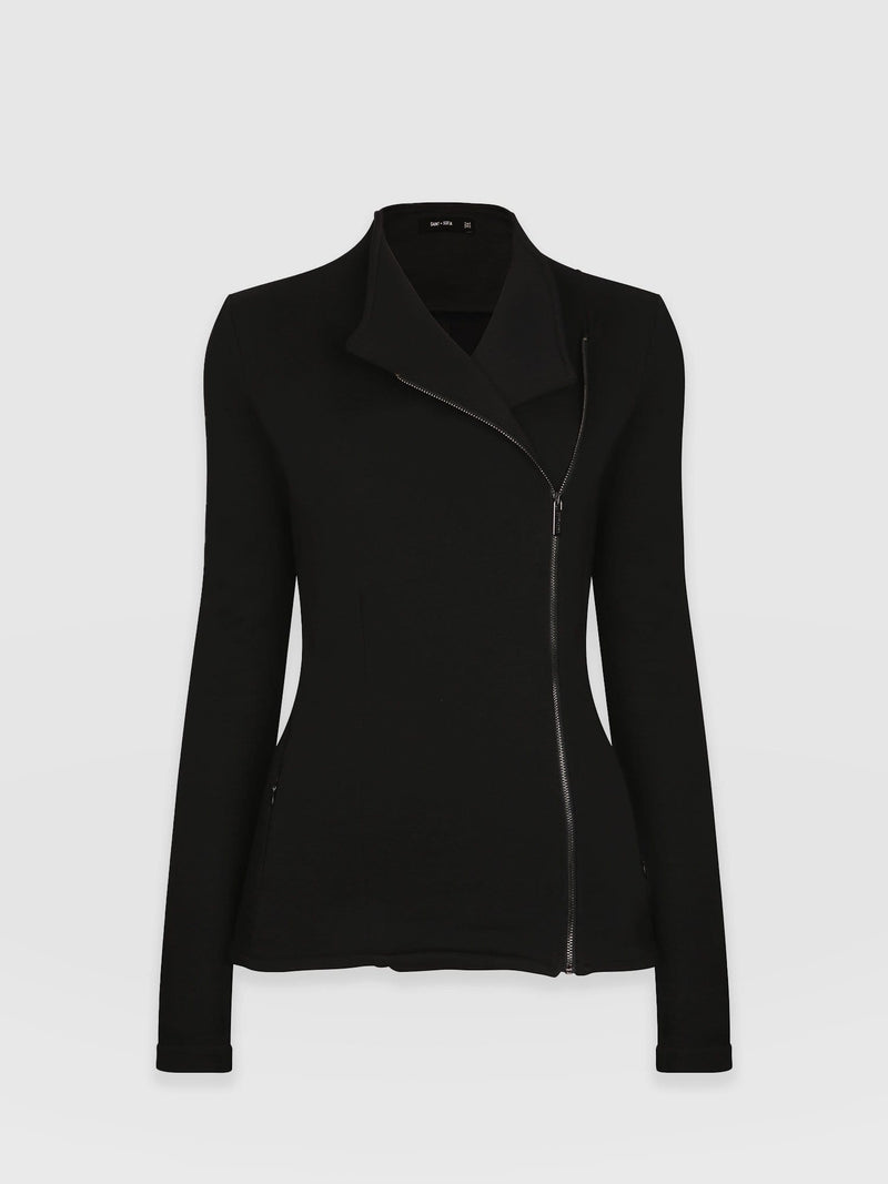 Cotton Biker Jacket Black - Women's Jackets | Saint + Sofia® EU