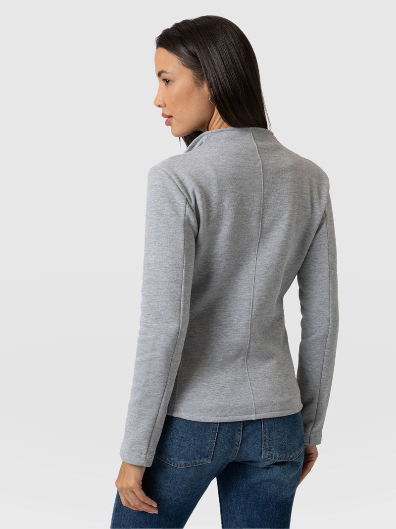 Cotton Biker Jacket Grey Melange - Women's Jackets | Saint + Sofia® EU