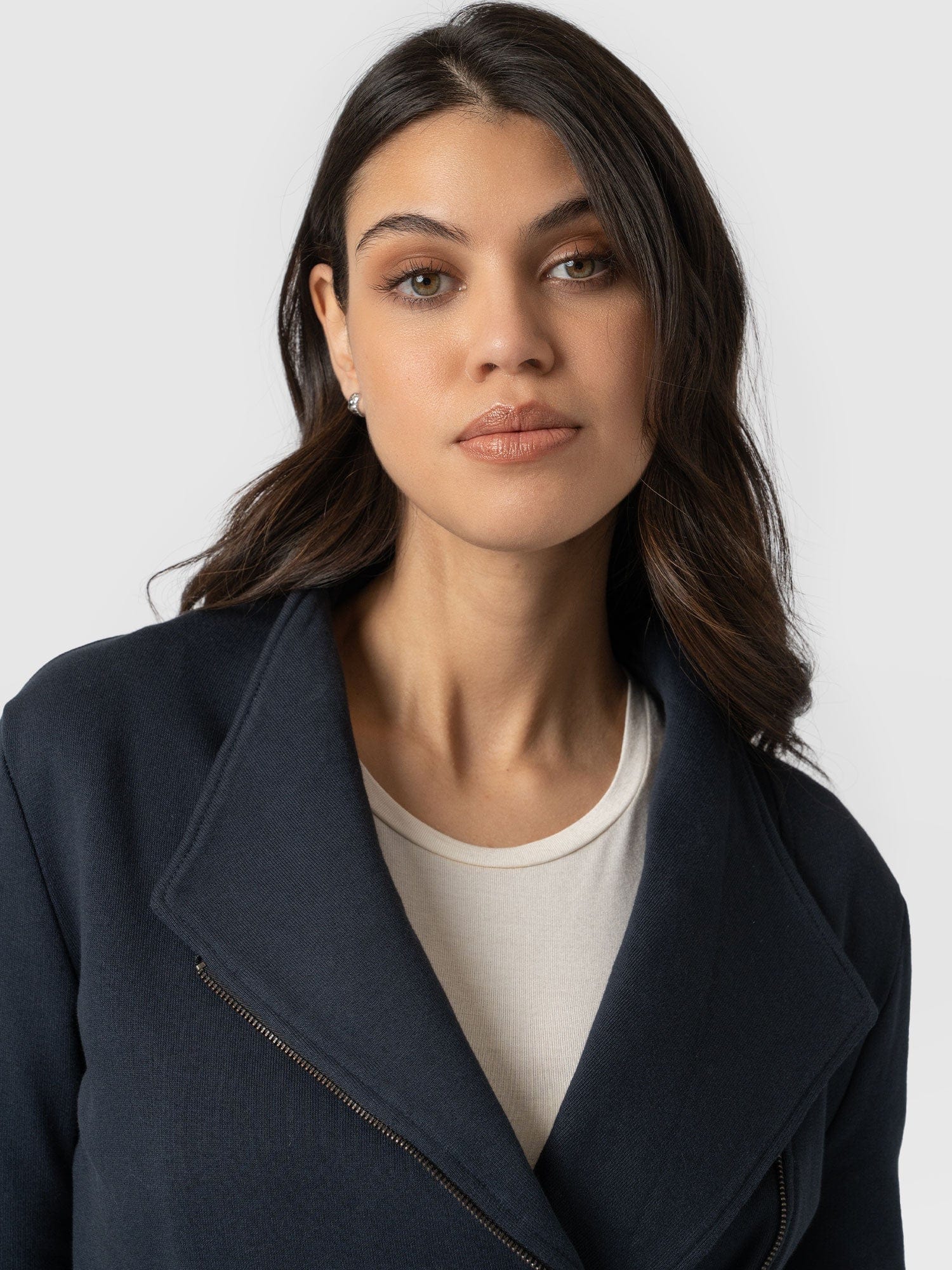 Cotton Biker Jacket Navy - Women's Jackets | Saint and Sofia® EU
