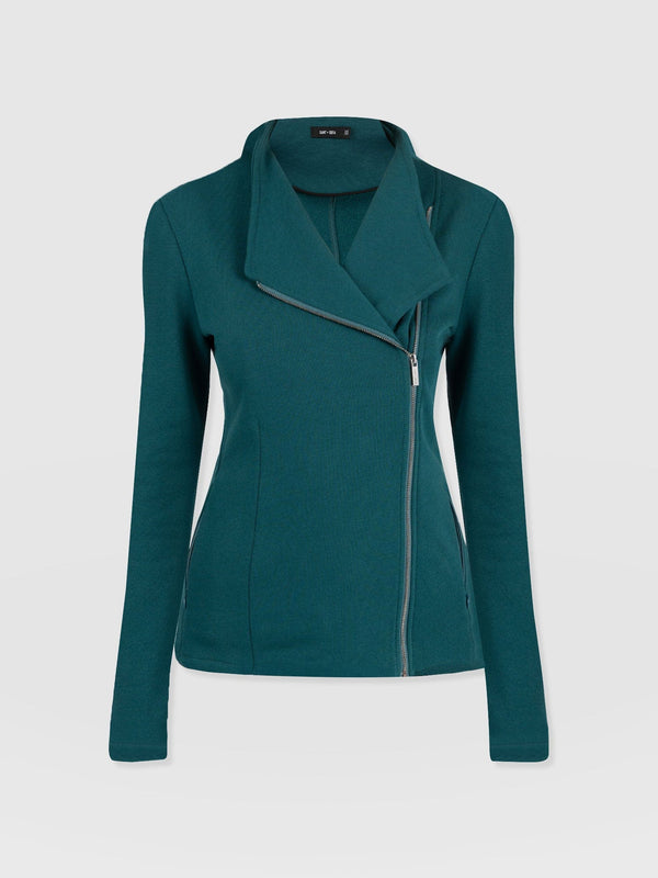 Cotton Biker Jacket Teal - Women's Jackets | Saint + Sofia® EU