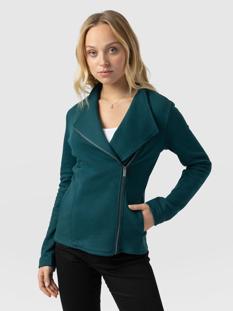 Cotton Biker Jacket Teal - Women's Jackets | Saint + Sofia® EU