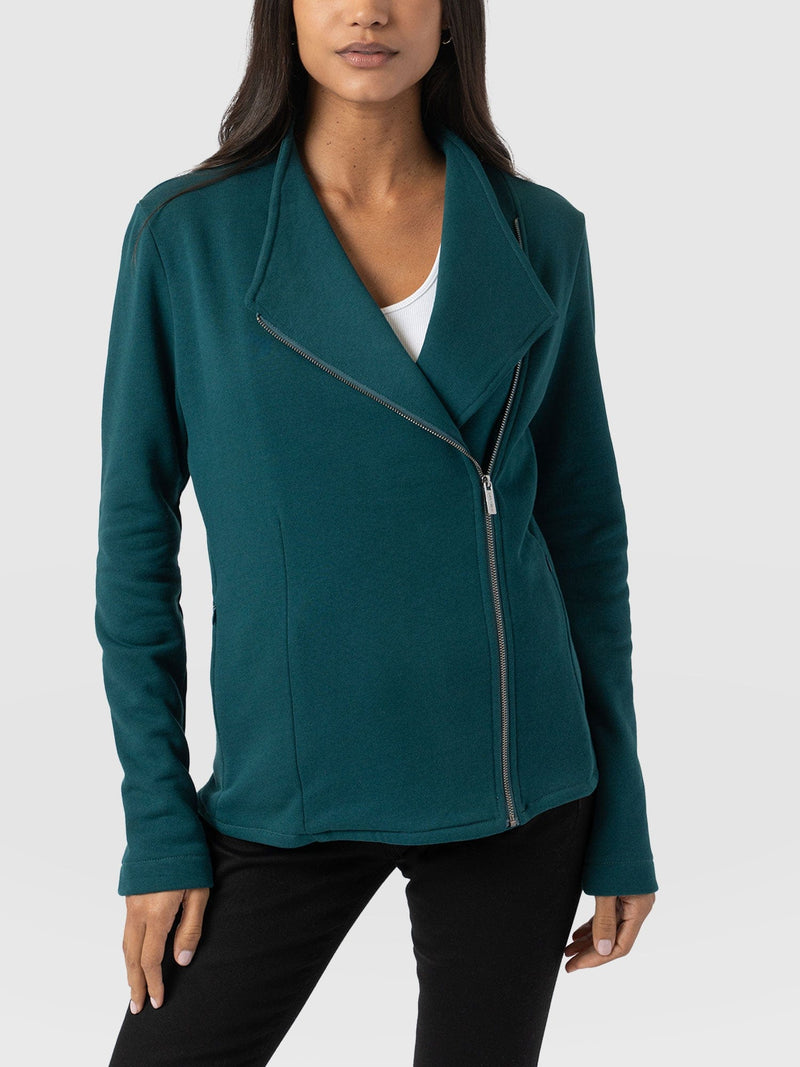 Cotton Biker Jacket - Teal