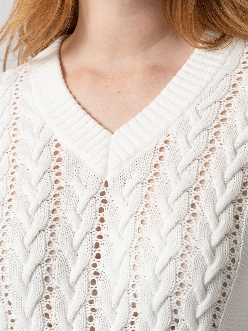 Cotton Cable Knit Jumper Cream - Women's Jumpers | Saint + Sofia® EU