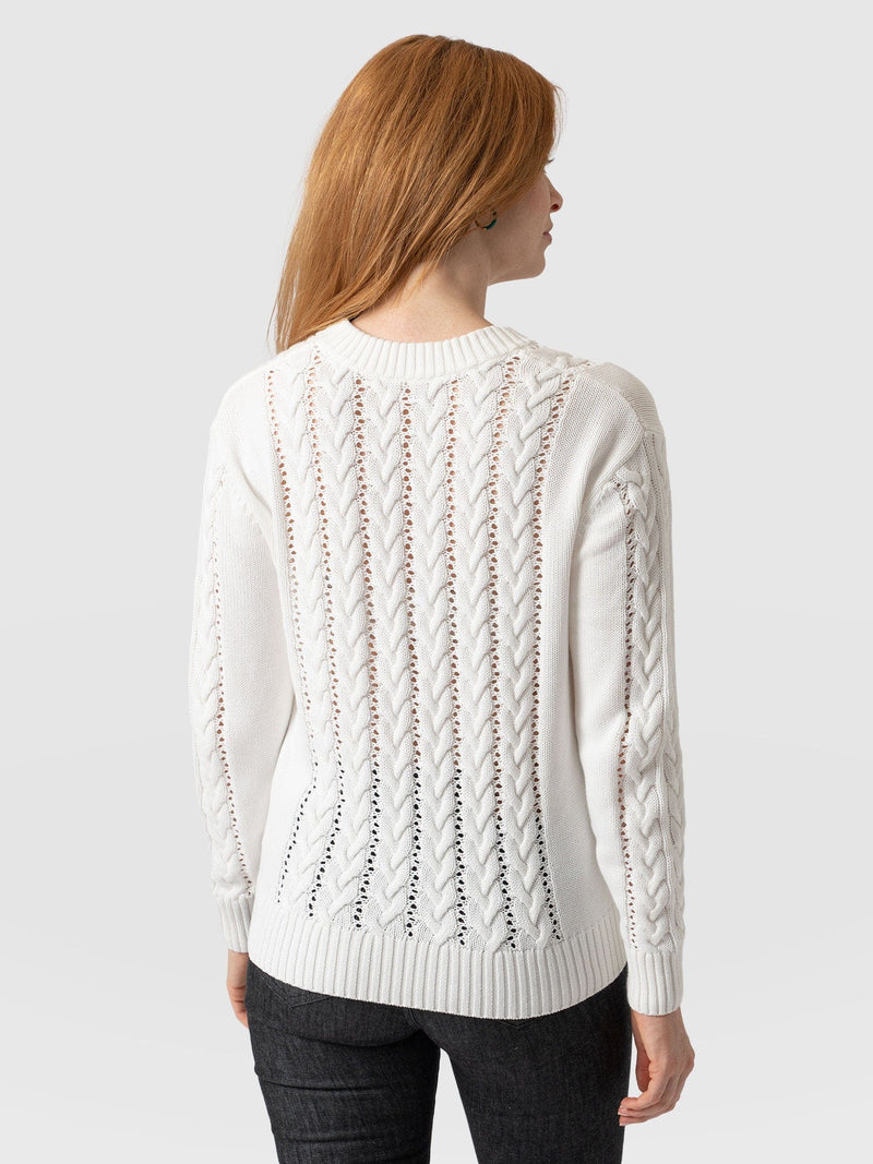 Cotton Cable Knit Jumper Cream - Women's Jumpers | Saint + Sofia® EU