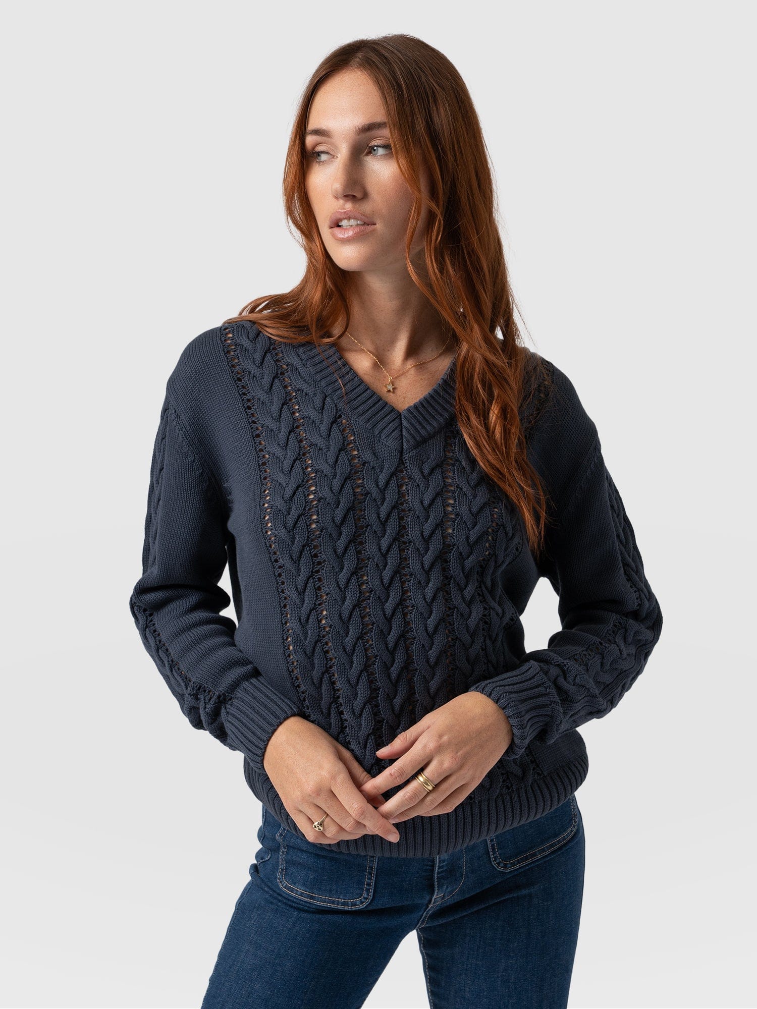 Navy knitted hotsell jumper womens