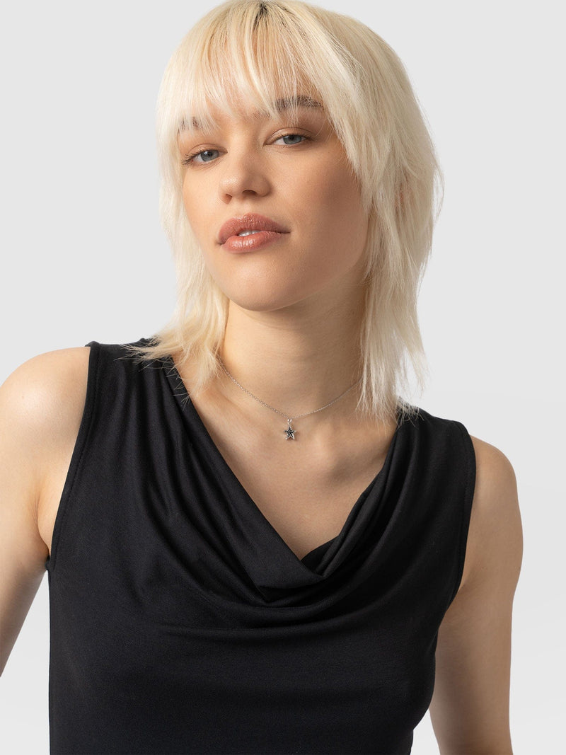 Cowl Neck Cami Black - Women's T-Shirts | Saint + Sofia® EU