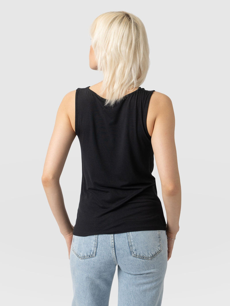 Cowl Neck Cami Black - Women's T-Shirts | Saint + Sofia® EU