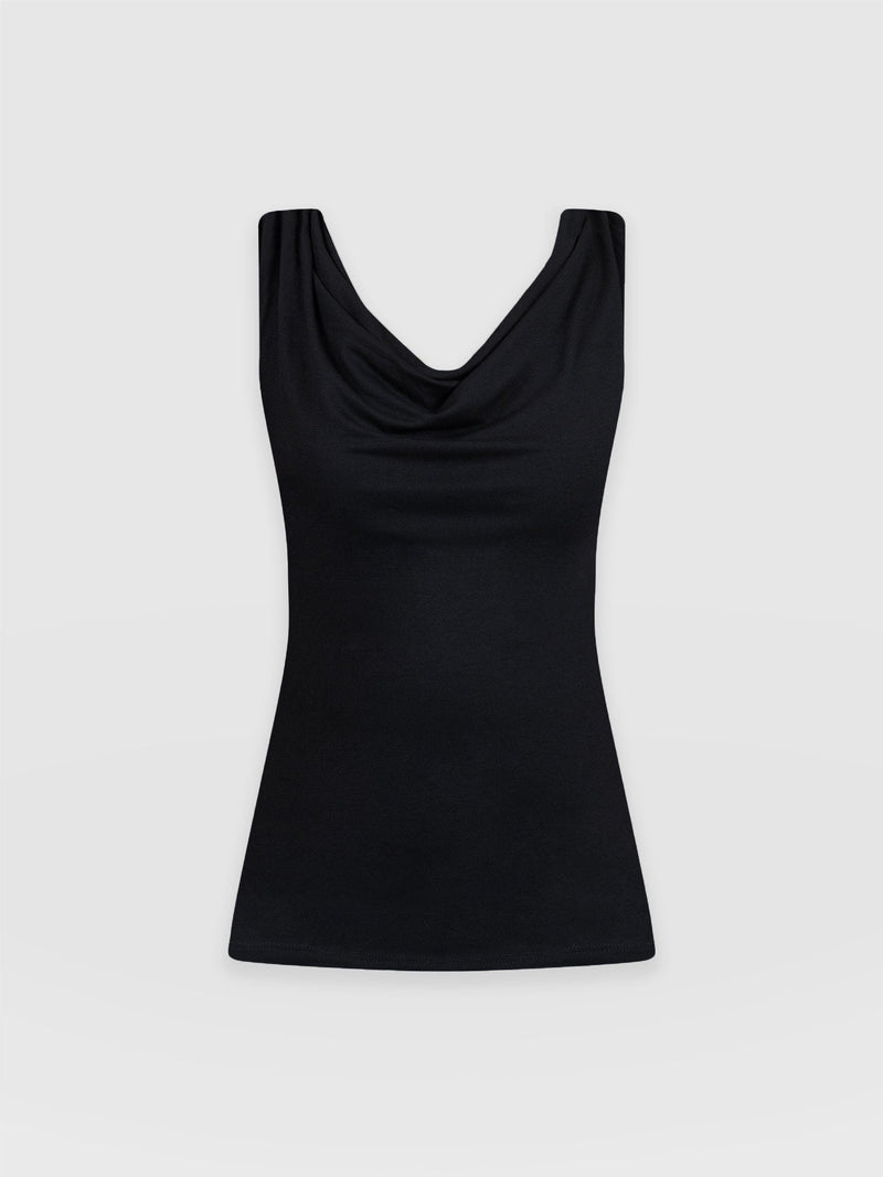 Cowl Neck Cami Black - Women's T-Shirts | Saint + Sofia® EU