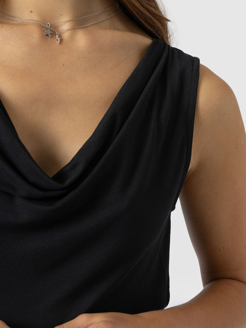 Cowl Neck Cami Black - Women's T-Shirts | Saint + Sofia® EU