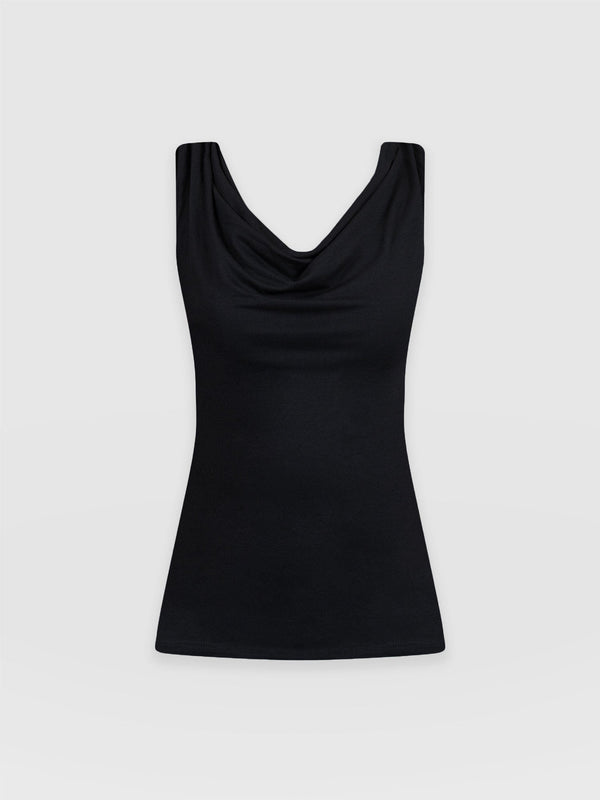Cowl Neck Cami Black - Women's T-Shirts | Saint + Sofia® UK
