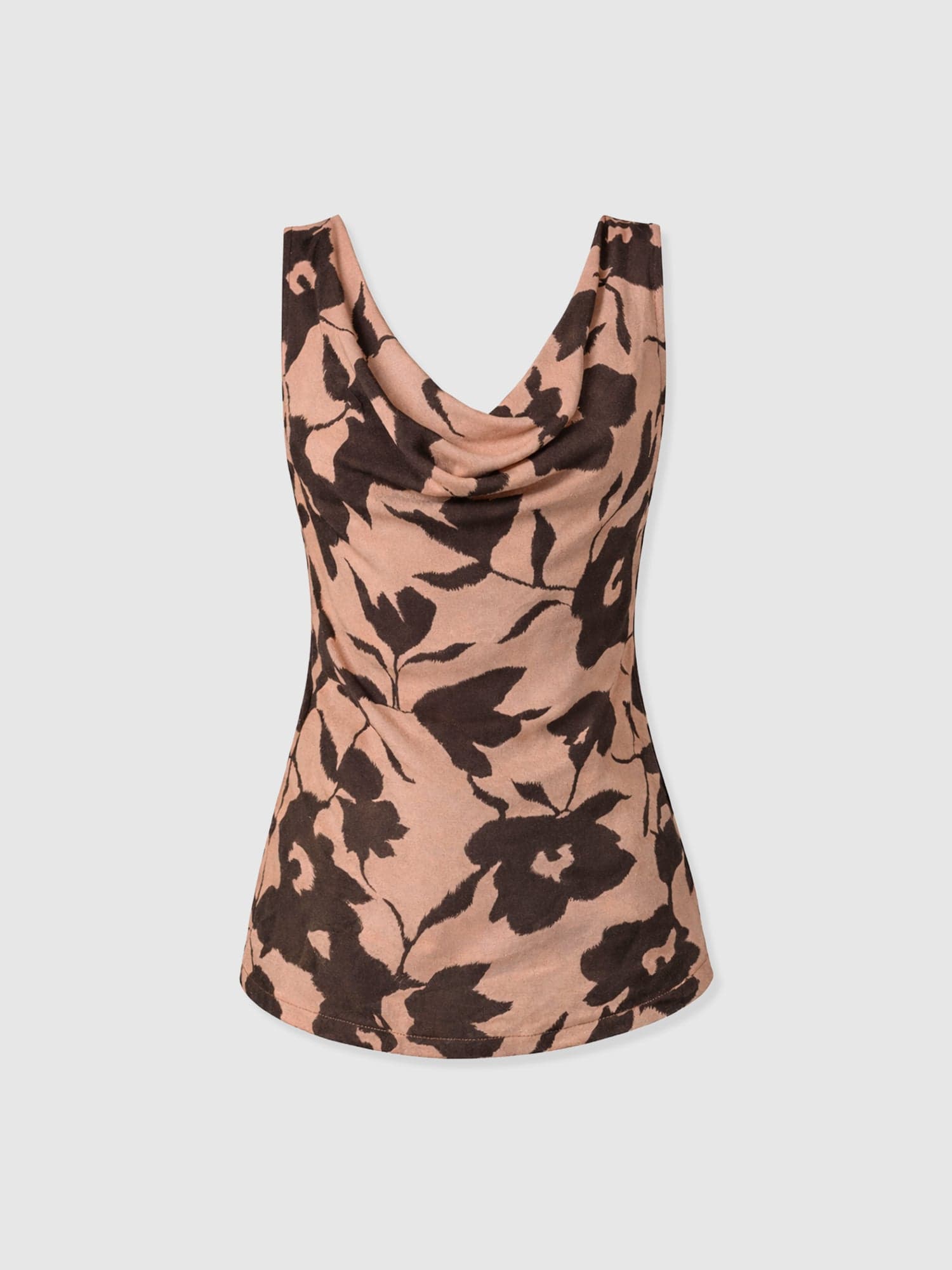 Cowl Neck Cami - Brown Floral - Women's T-shirts | Saint + Sofia® EU