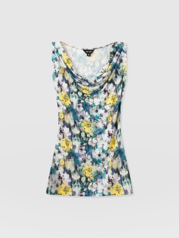 Cowl Neck Cami Misty Floral- Women's T-Shirts | Saint + Sofia® EU