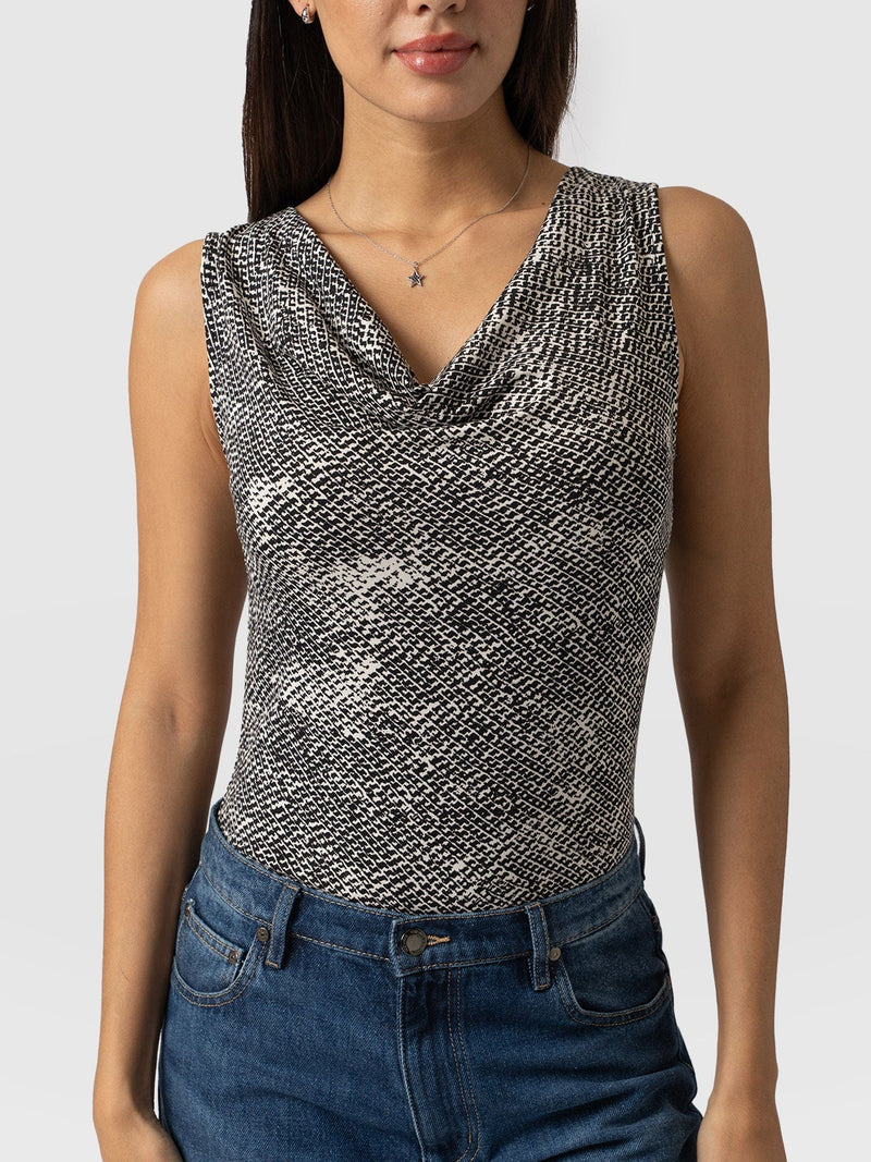 Cowl Neck Cami Monochrome Gothica- Women's T-Shirts | Saint + Sofia® EU