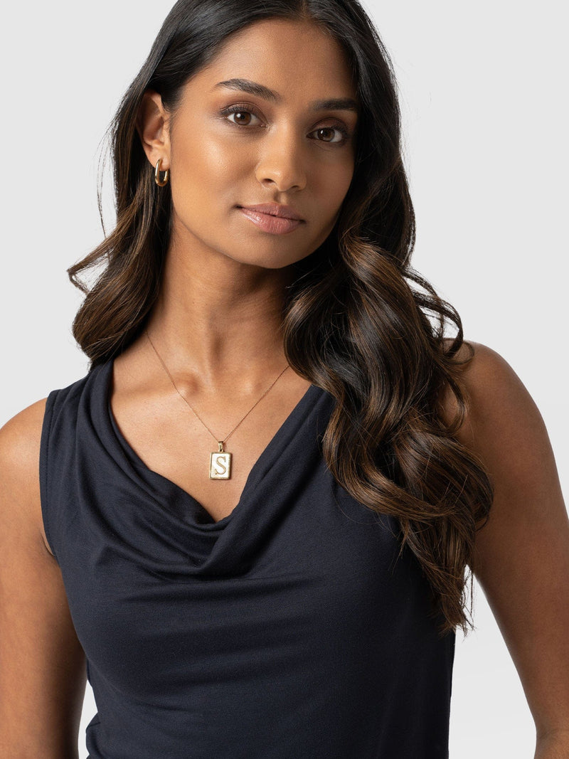 Cowl Neck Cami Navy - Women's T-Shirts | Saint + Sofia® EU