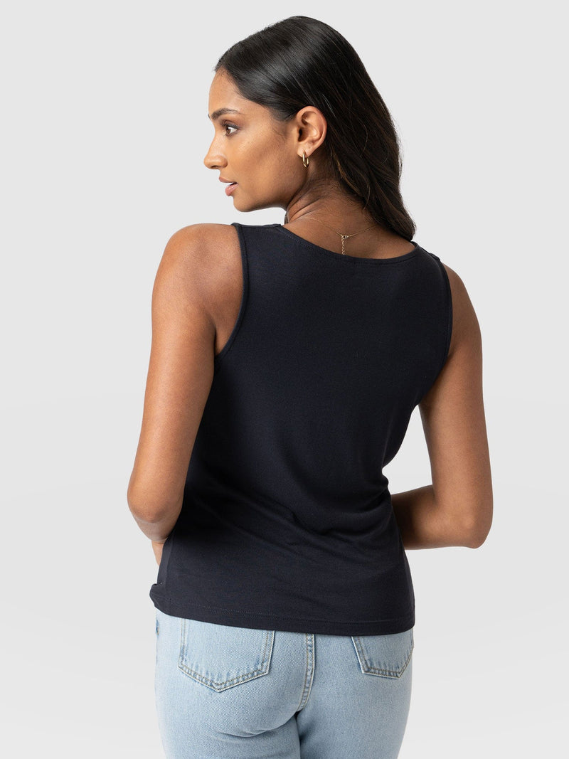 Cowl Neck Cami Navy - Women's T-Shirts | Saint + Sofia® EU