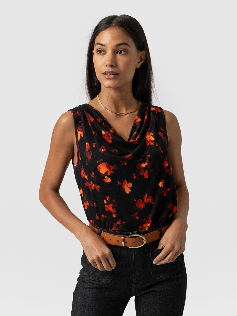 Cowl Neck Cami Red Aurora- Women's T-Shirts | Saint + Sofia® EU