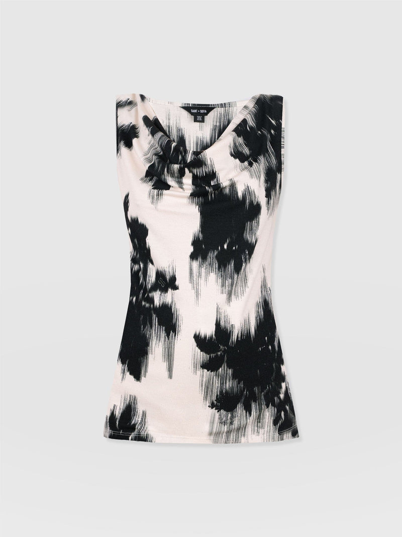 Cowl Neck Cami - White Fade Floral - Women's T-shirts | Saint + Sofia® EU