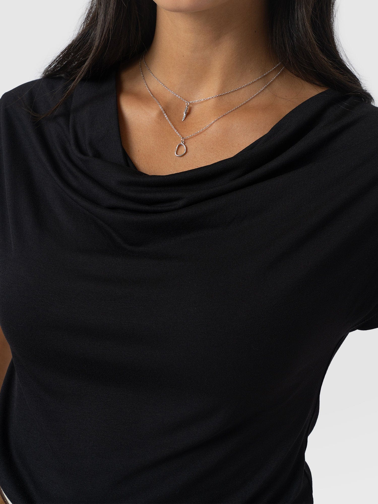 Cowl Neck Tee Black - Women's T-Shirts | Saint + Sofia® EU