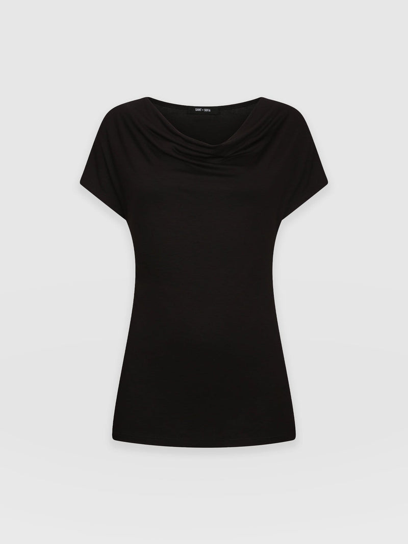 Cowl Neck Tee Black - Women's T-Shirts | Saint + Sofia® EU