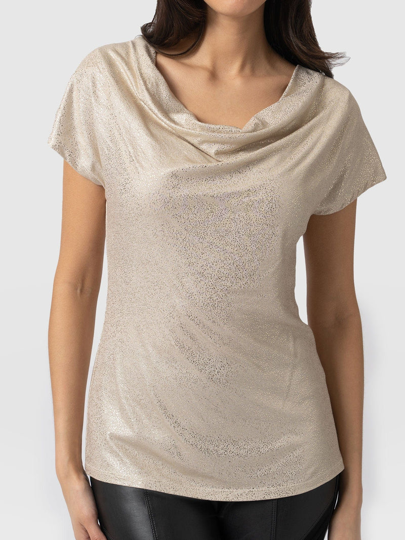 Cowl Neck Tee Gold - Women's T-Shirts |  Saint + Sofia® EU
